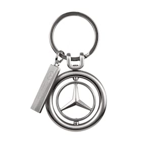 Porte-clés Actros en métal argenté avec logo étoile tournante Mercedes-Benz et boîte cadeau OLP