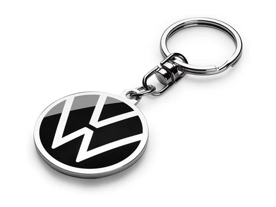 VW Round Keyring metal New Volkswagen logo Keychain pendant Black chrome OLP
