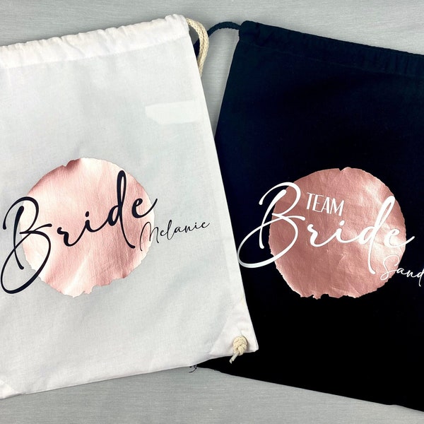 JGA Beutel personalisiert, Junggesellinnenabschied Team Bride, Tasche für Junggesellinnenabschied, Geschenk für die Braut und Brautjungfern