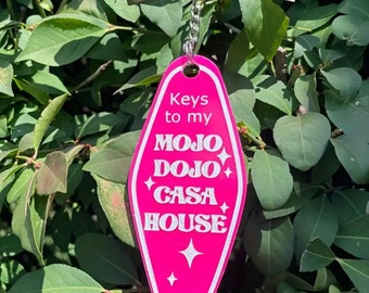 Cute Pendant Keychain- Mojo Dojo Casa House Hot Pink