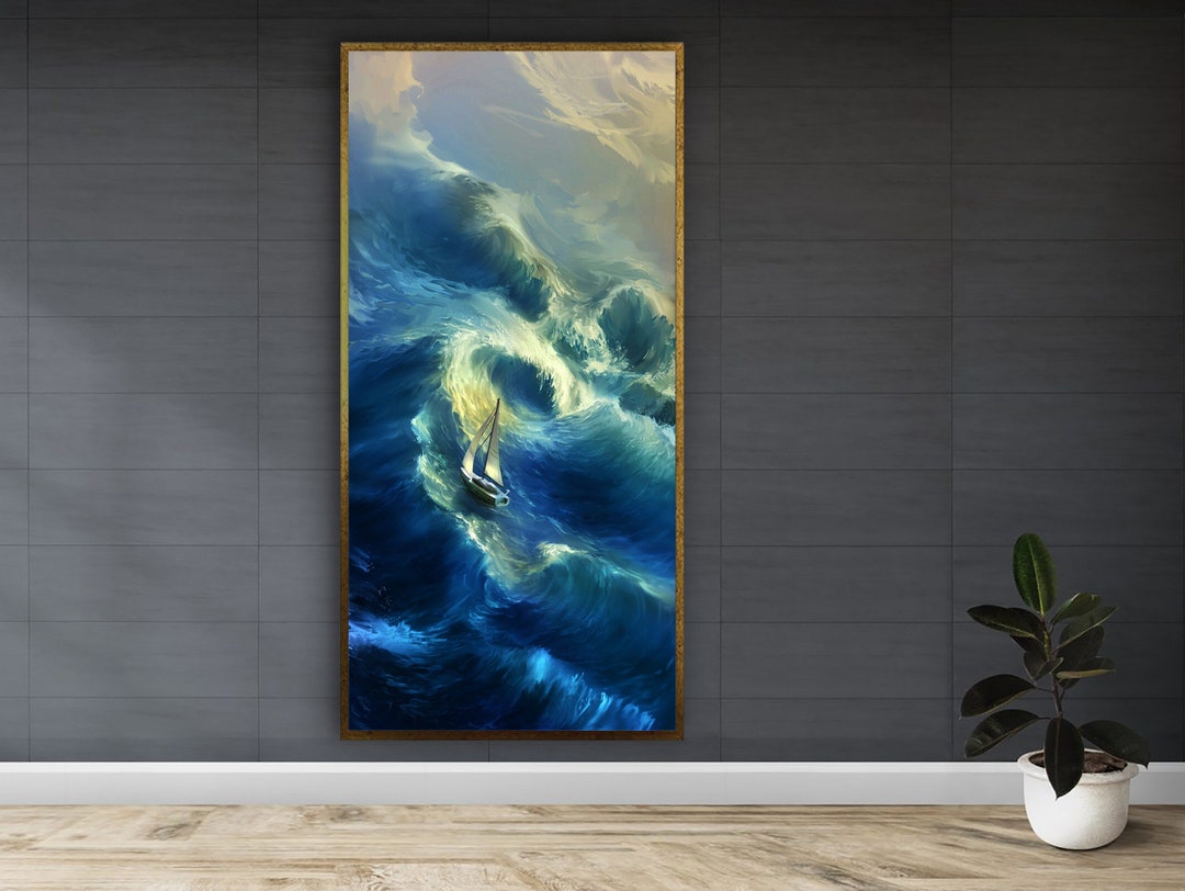 Boat Framed Canvas Painting Sailing Ship Canvas Art Print Etsy