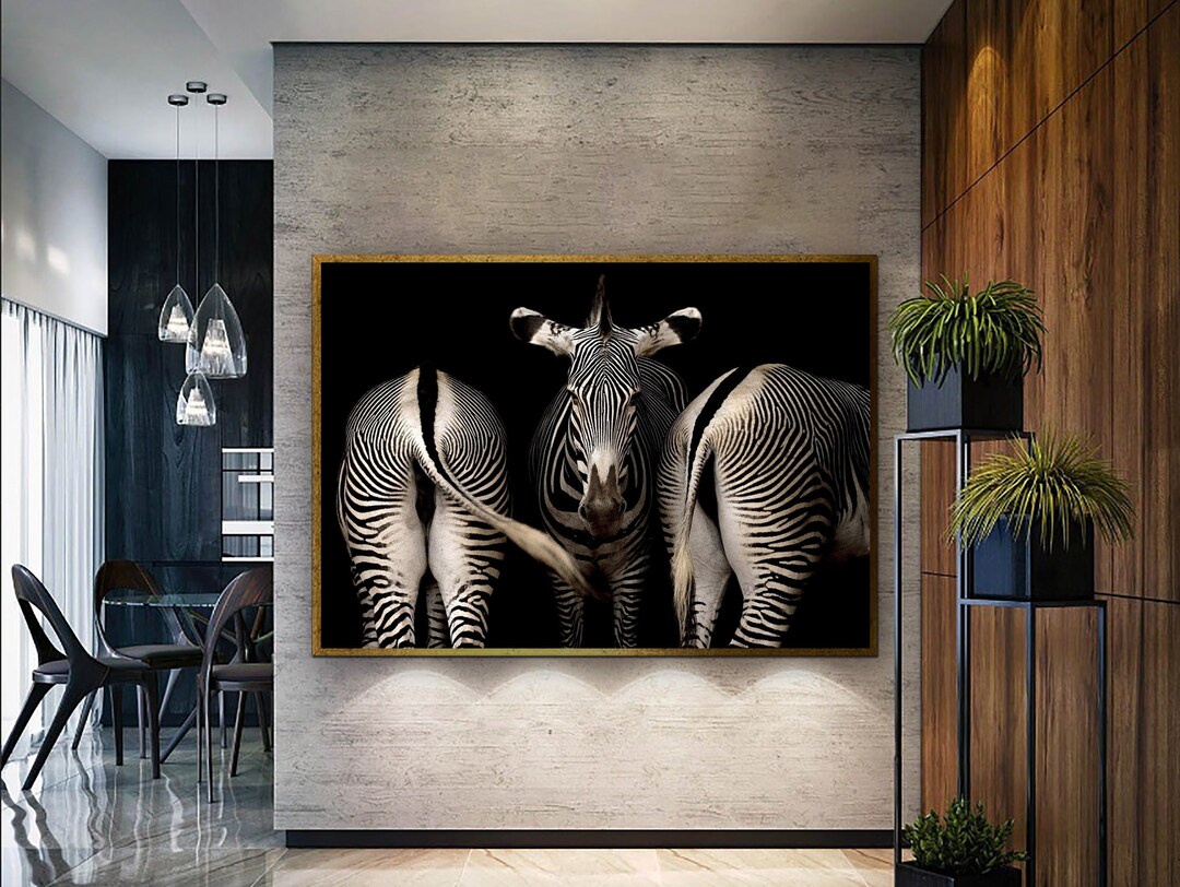 Black&white Zebra Framed Wall Art, Zebra Canvas Print Art, Animals