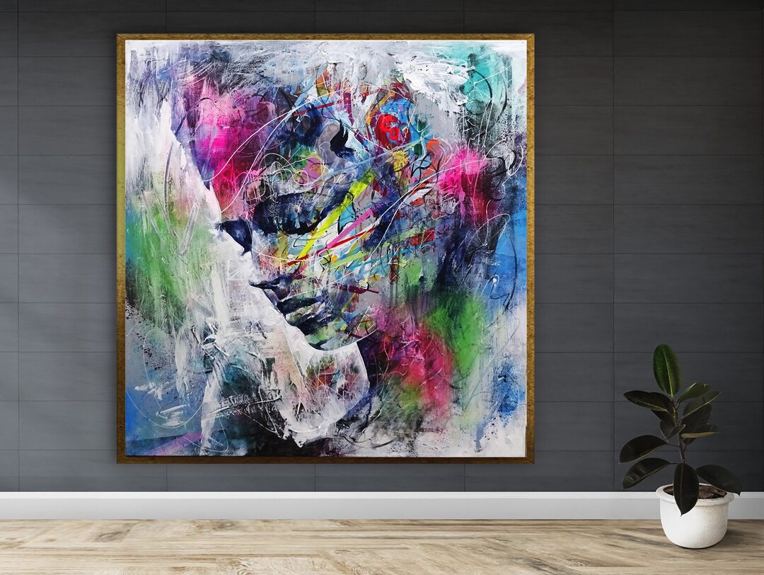 Abstract Canvas of Womanabstract Woman Canvas Bold Colors Etsy