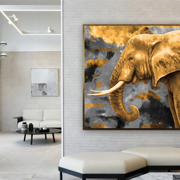 Elephant Framed Art Etsy