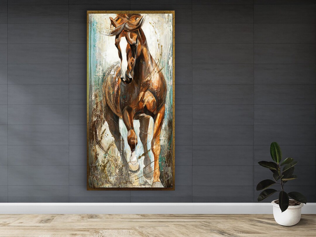 Brown Horse Canvas Framed Print Wall Art, Horse Canvas Wall Art, Canvas