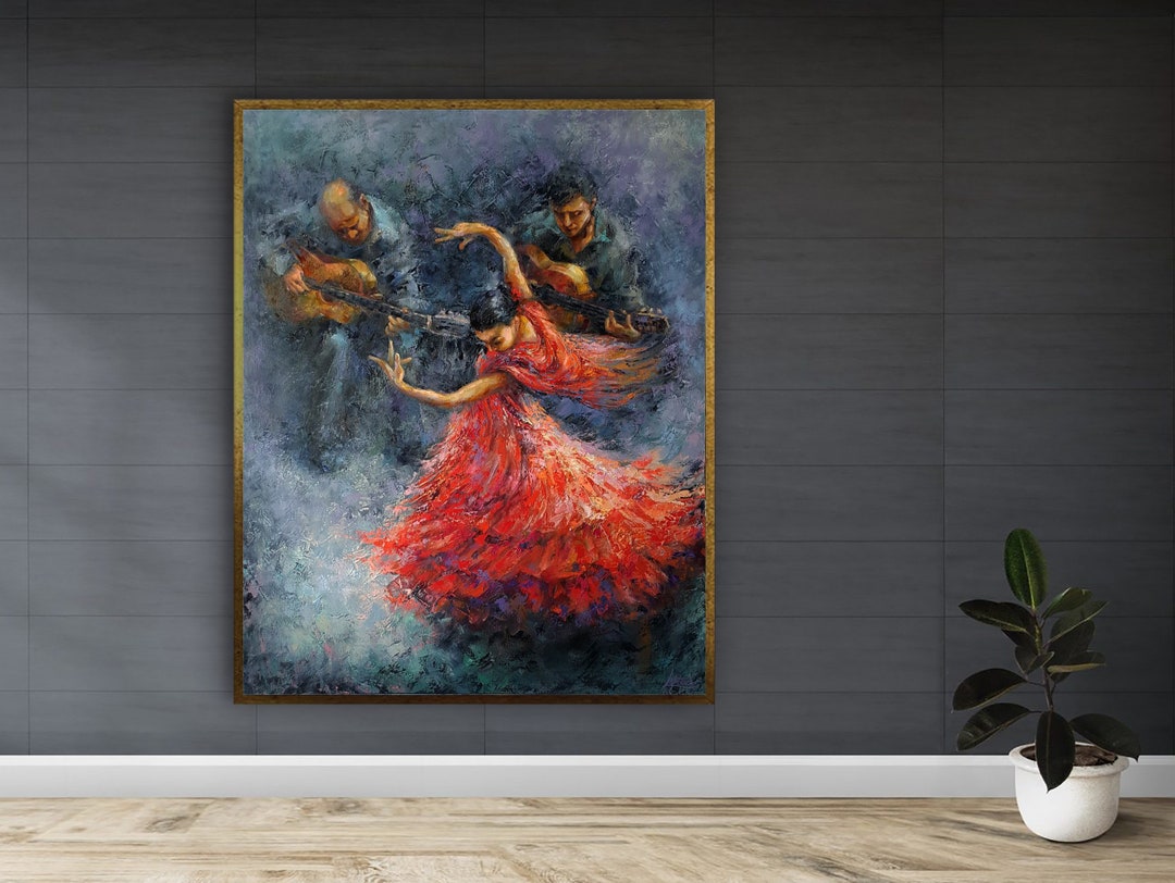 Dancer Framed Wall Art Print on Canvas Flamenco Dancer Wall Etsy
