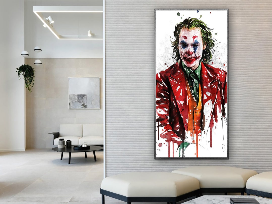 Colorful Joker Canvas Wall Art Framed Joker Print Art Joker Etsy