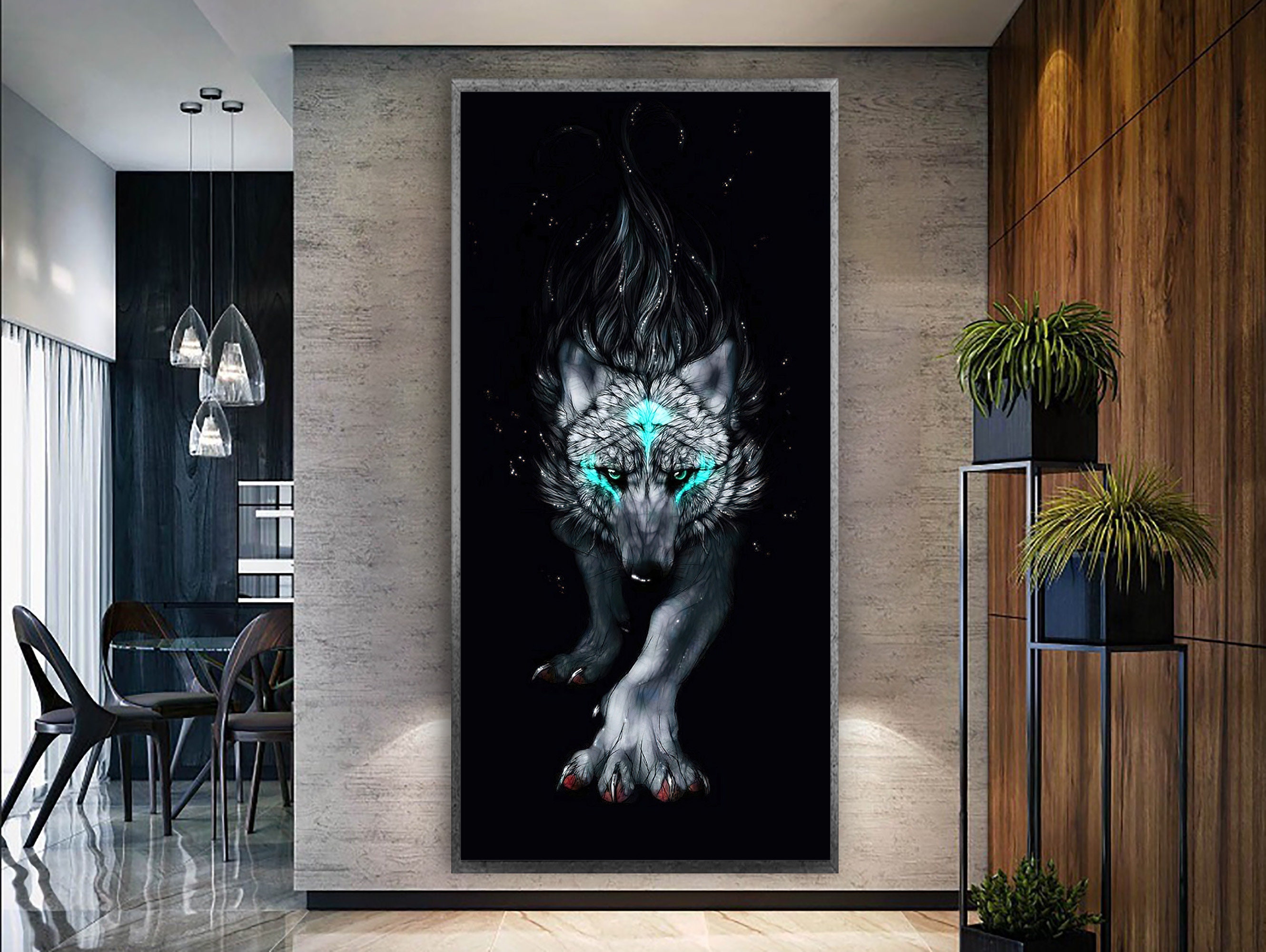 Wolf Framed Wall Art Wolf Wall Decor Extra Large Wall Art Etsy