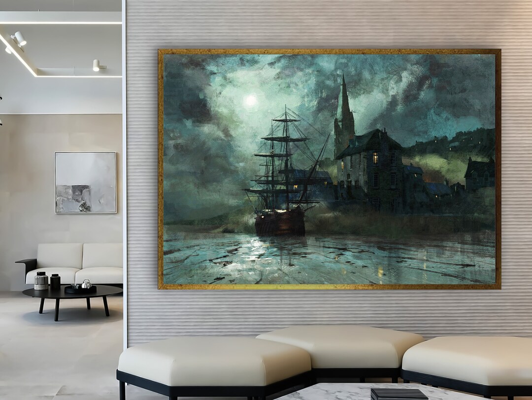 Ship Framed Canvas Painting Sailing Ship Canvas Art Print Etsy