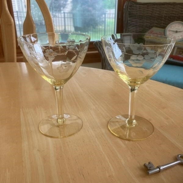 Yellow Stem Glasses Etsy