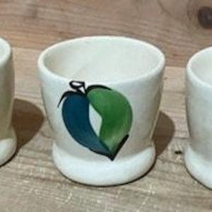 Set of 3 Purinton Pottery Slip Ware Open Apple Juice Tumblers