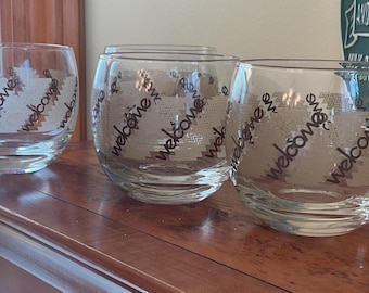 Vasos bajos de Cera/bienvenida/vasos Roly Poly/vasos Globe Rocks Juego de 4