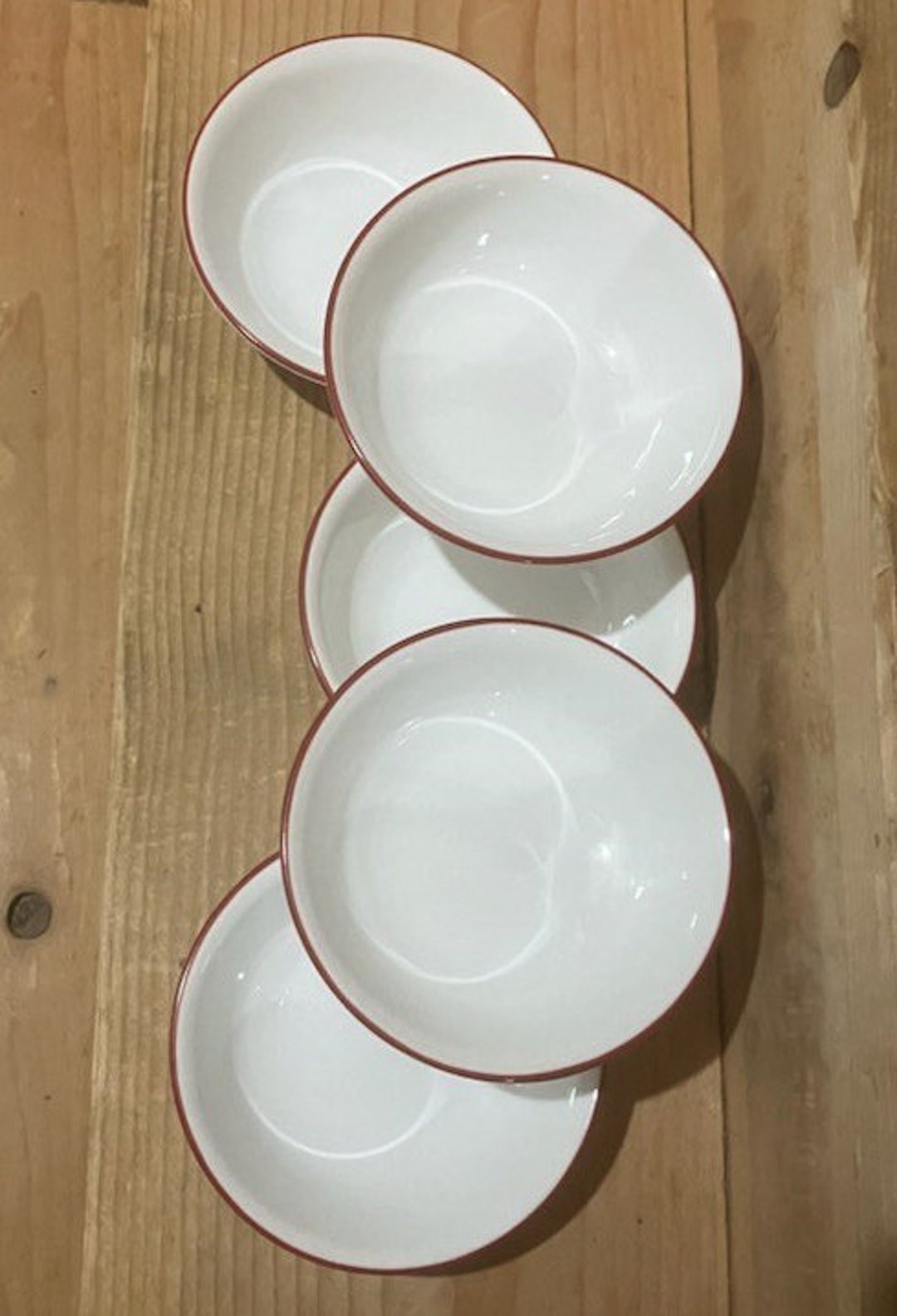Corelle Vitrelle Red Rimmed Cereal/ Soup Bowls Set of 5 Etsy