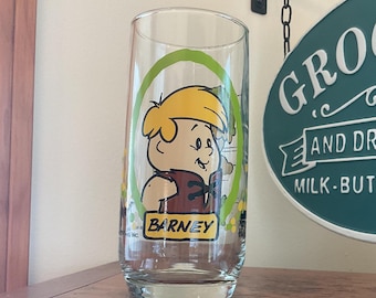 The Flintstone Kids 1986 Hanna Barbara Productions, Inc. Pizza Hut Barney Glass Tumbler/14 ounces/water glass