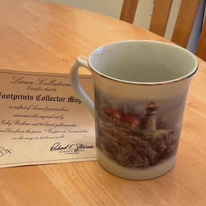 Lenox Collections Porcelain mug with 24 karat gold trim accents“Footprints” Collector Mug
