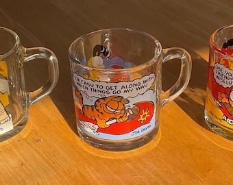 Anchor Hocking McDonalds Garfield Characters glass mugs 1978/8 ounces Set of 3