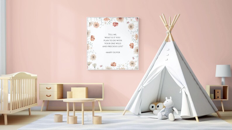 Printable Wildflower Nursery Square Art, Floral Quote Wall Print ...