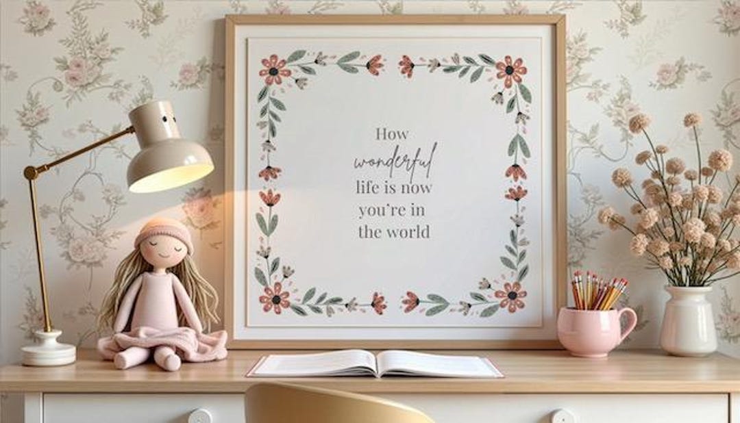 Floral Quote Nursery Art Print, Neutral Botanical Wall Decor (digital ...
