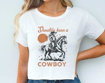 Cropped Cowgirl Graphic Tee, Western Festival Crop Top, Country Concert Shirt