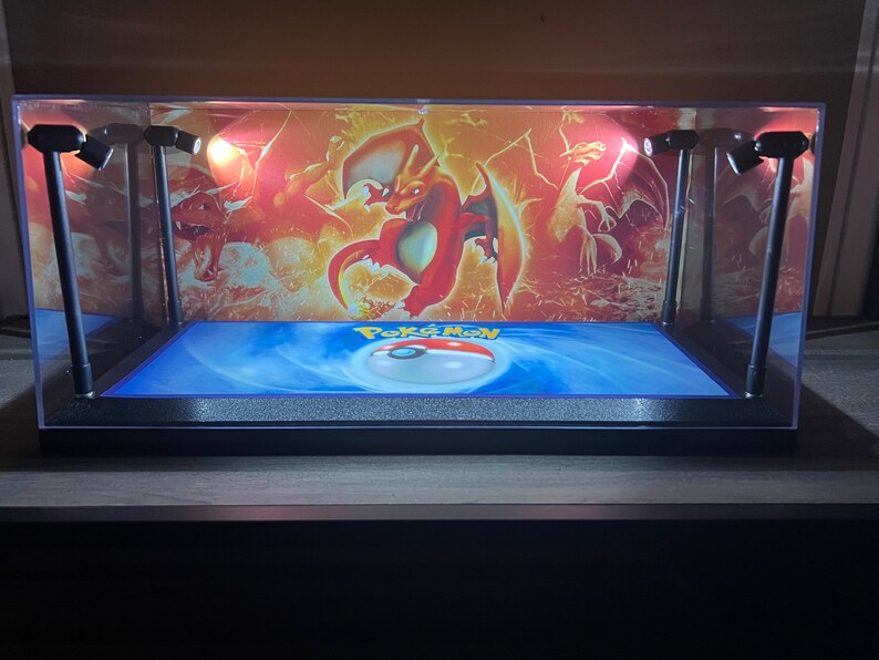 Pokemon Custom 2 Card PSA Display Case With LED Lights Charizard