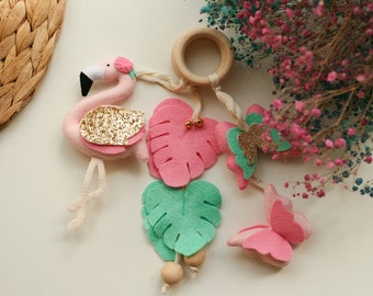 Pink Flamingo Baby Gym Toys: Felt Hanging Mobile