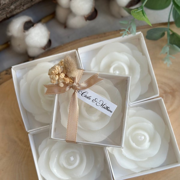 Personalized Wedding Candle Favors | Rose Candle Gifts Bulk | Candle Gift Box Set | Bridesmaid Candle | Flower Candle | Babyshower candle