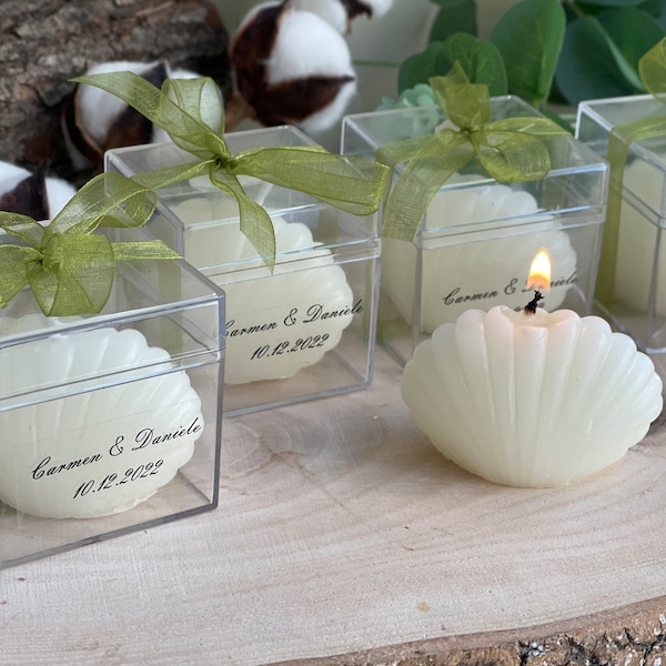 Custom Sea Shell Gift Handmade Candle, Shell Shaped Candle Wedding Favors Personlized Oyster Candle Gift, Wedding Customized Candle bulk,