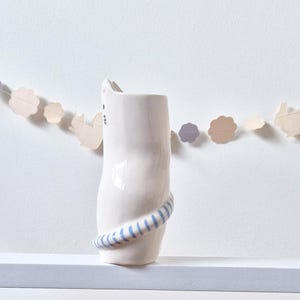 Cat Ceramic Bud Vase, Small Animal Flower Holder, Unique Whimsical Pottery Decor, Minimalist Clay Pot, Kitten Lover Gift image 9