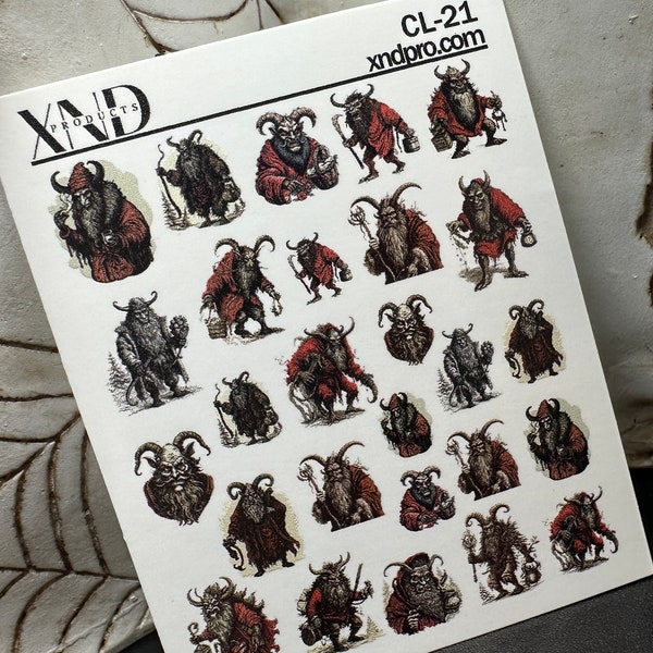 Nail Decal 2D/ Krampus / Krampus Nails / Christmas Krampus /Spooky Creepy  Nail Waterslide Decals / Nail Stickers / Water Decals