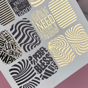 Gold Foil Nail Water Decals Abstract Waves | Waterslide Nail Art Stickers | Water Transfer Nail Tattoo | Foil Nail Design for Manicure