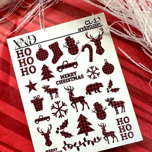 Nail Decal 2D /Christmas Plaid/ Buffalo Plaid / Plaid Pattern / Plaid Nails/ Nail Waterslide Decals / Nail Stickers / Water Decals