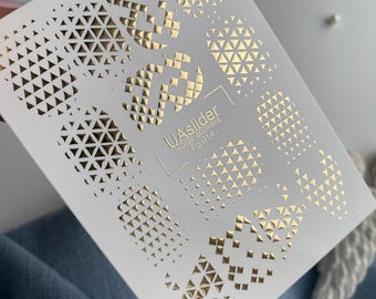 Decalcomanie per unghie in lamina d'oro, design geometrico a triangolo