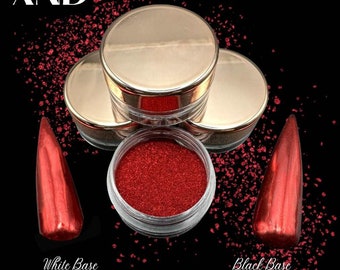 Red Nail Chrome Powder, Valentines Red Nail Chrome, Metallic Nails, Mirror Effect - 1 Gram