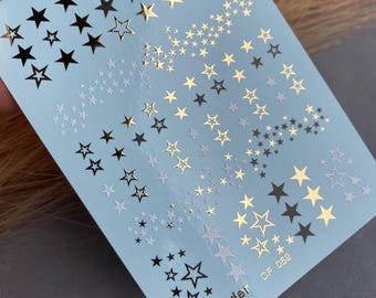 Nail Water Decal Gold FOIL/ Gold Star Nail decals/ Sparkly Nails/ Stars / Waterslide /Nail Waterslide Decals/Nail Art/