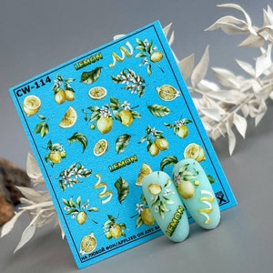 Nail Decal  / Fruit/ Lemon/Citrus/ Fruit Nails/ Water Nails Decals/ Stickers/ Nails/ Water Decals/ Cute Nails/ Yellow/ Green