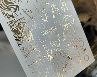 Nail Decal Gold FOIL/  Abstract Drip/ Marble/ Crackle Art / Nail Art/ Nail Water Decals