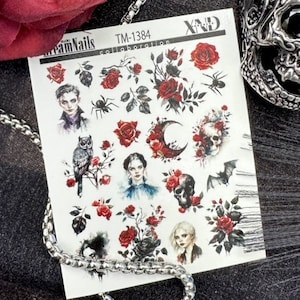 Nail Decal 2D/ Gothic / Dark /Romance / Vampire / Nail Waterslide Decals / Nail Art / Stickers / Nail Stickers / Halloween nails