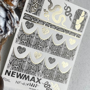 Nail Water Decal Snake Skin GOLD FOIL / Animal Print Cobra / Snake Print / Metallic Nail / Waterslide / Nail Stickers Transfers / Decals