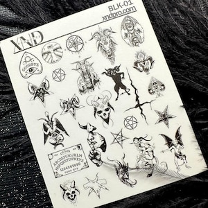 Nail Decal 2D/ Lucifer/ Dark Nails/ Devil/ Ouija / Yule nails / Nail Waterslide Decals / Nail Stickers / Water Decals