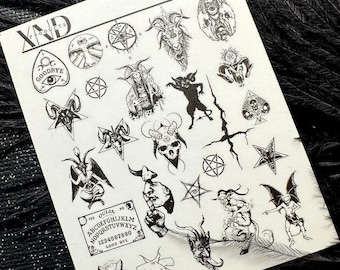 Nail Decal 2D/ Lucifer/ Dark Nails/ Devil/ Ouija / Yule nails / Nail Waterslide Decals / Nail Stickers / Water Decals