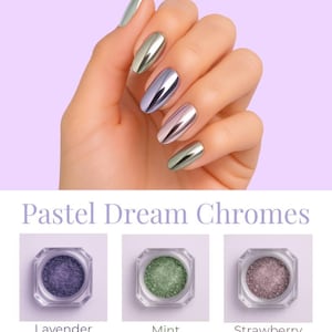 Pastel PINK Mirror Effect Chrome Nail Powder - SRAWBERRY CREAM Chrome Nail Powder for Nail Art - Pastel Nail Chromes