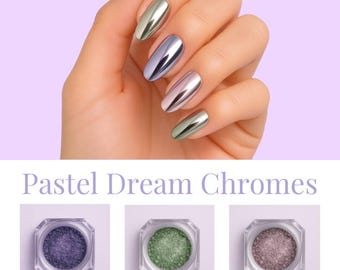 Pastel PINK Mirror Effect Chrome Nail Powder - SRAWBERRY CREAM Chrome Nail Powder for Nail Art - Pastel Nail Chromes
