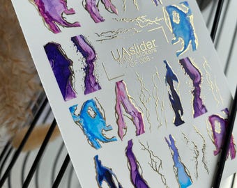 Nail Water Decal Gold FOIL / Marble Effect / Crystal / Swirls Ripples / Water Stickers / Waterslide / Nail Waterslide Decals/ Nail Art/
