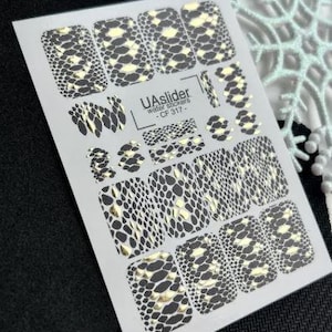 Gold Foil / Snake Skin/ Gold Foil Nail Art /Full Nail Wraps/ Water Stickers / Nail Waterslides/ Water Nail Decals
