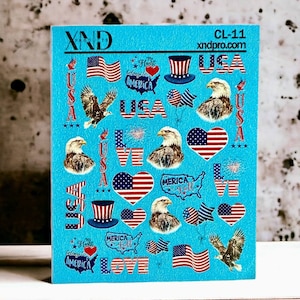 Patriotic Nail Decal 2D /Patriotic/ American Eagle / Fireworks / Memorial Day / USA / Nail Waterslide Decals / Nail art / Nail Stickers