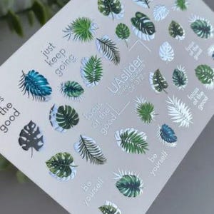 Watersticker nagel goudfolie / tropisch / bladeren / jungle / varenbladeren / goudfolieaccenten water nagelstickers / nageltattoo / waternagelstickers