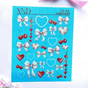 Nail Decal / Coquette Nails / Coquette Bows / Coquette Bows/ Pink Nails / Coquette Nail Art /  Waterslide decals / Water Nail Decals