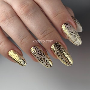 Nail Water Decal / Gold Snake / Snake skin / Snake print / Year of the snake / metallic / Nail Waterslide Decals/ Nail Art/ Decals