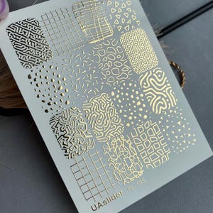 Nail Decal Gold FOIL/ Abstract Gold Accents/ Modern Grid/ Maze Pattern/ Nail Waterslide Decals/ Nail Art/ Nail Waterslide Decals/ Nail Art/