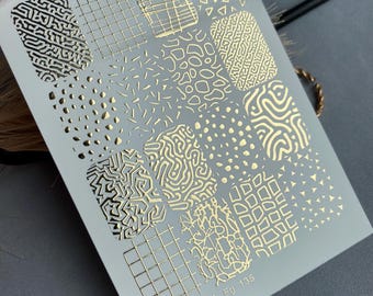 Nail Decal Gold FOIL/ Abstract Gold Accents/ Modern Grid/ Maze Pattern/ Nail Waterslide Decals/ Nail Art/ Nail Waterslide Decals/ Nail Art/